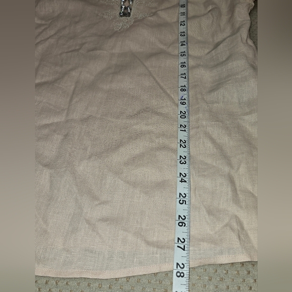 Brooks Brothers pink Linen embellished, pearls rhinestones tunic 8 woman top - Picture 10 of 13